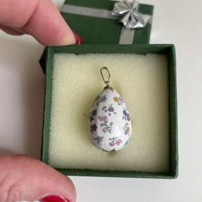 Подвес яйцо с цепью Franklin Mint фарфор роспись золочение
