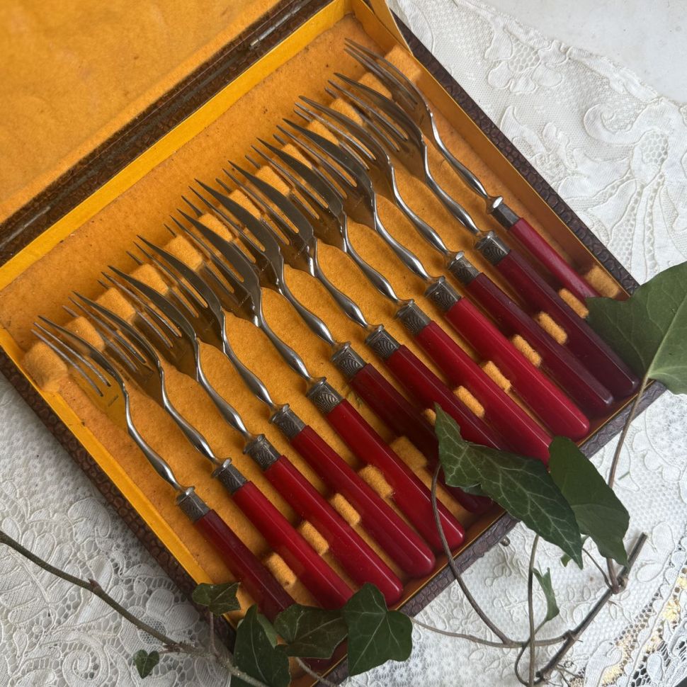 Вилка трезубец 17 см сталь бакелит Франция