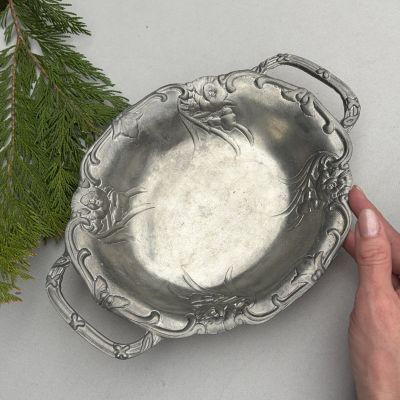 Блюдо конфетница с ручками Арнуво 27 см олово