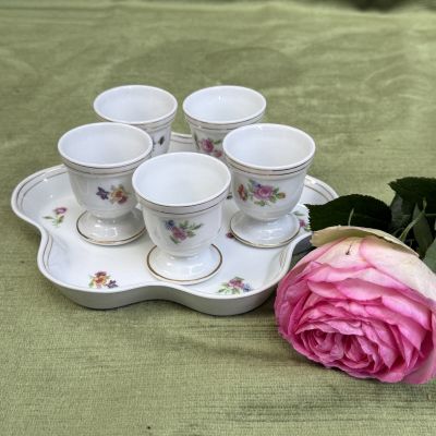 Подставка для яйца на подносе набор 6 шт фарфор Франция