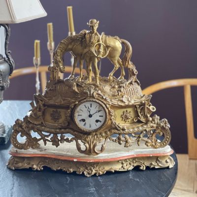 Каминные часы на подставке Japy&Freres бронза 19 век Франция