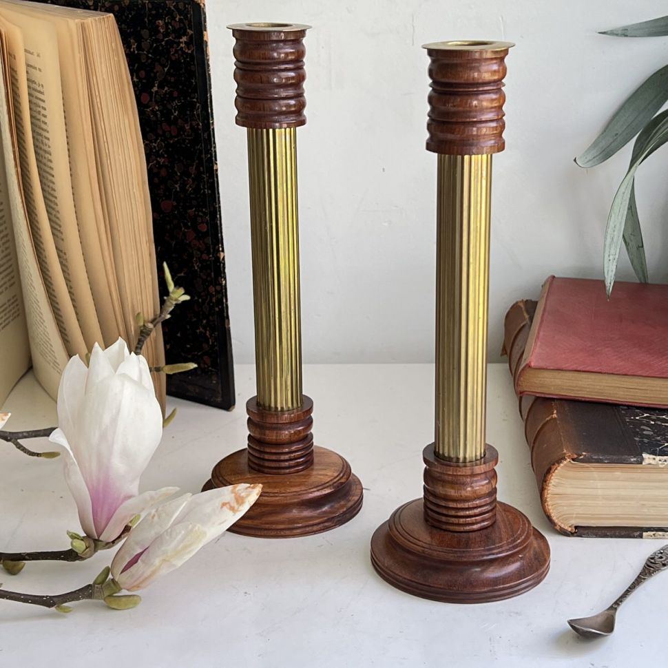 Подсвечник Колонна 26 см металл дерево