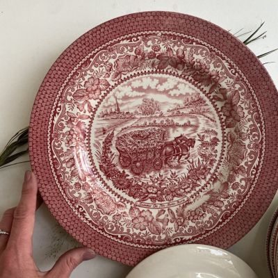 Тарелка блюдо 28 см см Staffordshire Повозка с сеном Англия