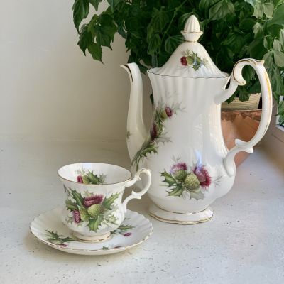 Кофейная пара Royal Albert Highland Thistle 150 мл Чертополох Англия 