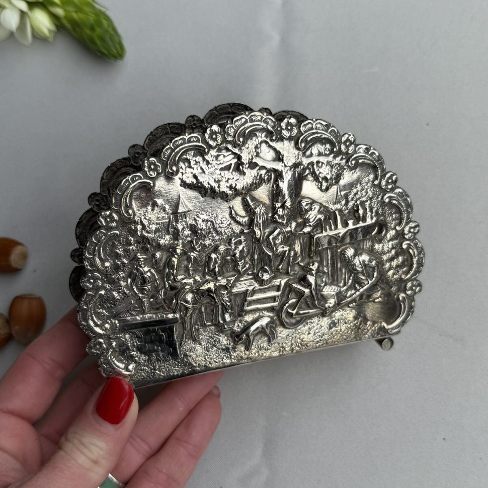 Салфетница латунь серебрение 11 см 