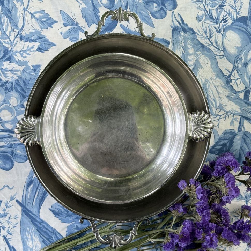 Миска с ручками 18 см серебрение