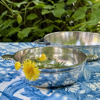 Миска с ручками 18 см серебрение