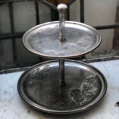 Этажерка фруктовница 27 см олово чеканка 