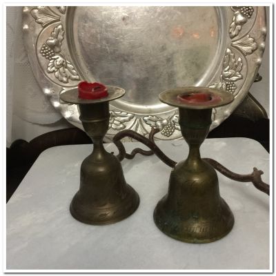 Подсвечник колокол латунь патина