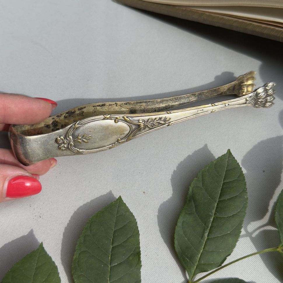 Щипцы для льда и сахара Львиные лапы 14 см серебрение Франция     