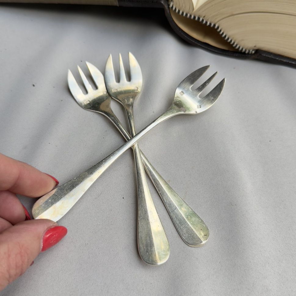 Вилка трезубец 13 см серебрение Франция начало 20 в