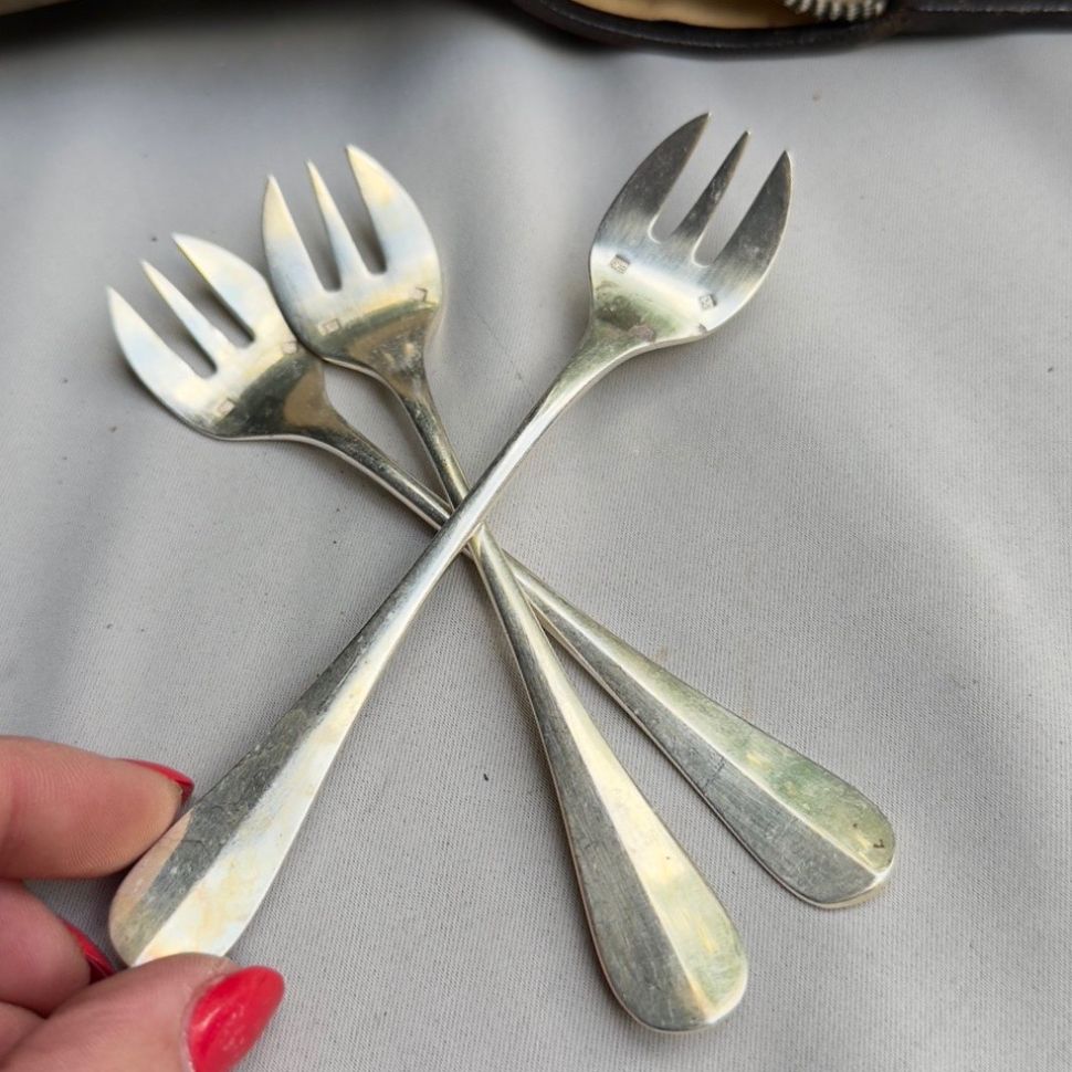 Вилка трезубец 13 см серебрение Франция начало 20 в