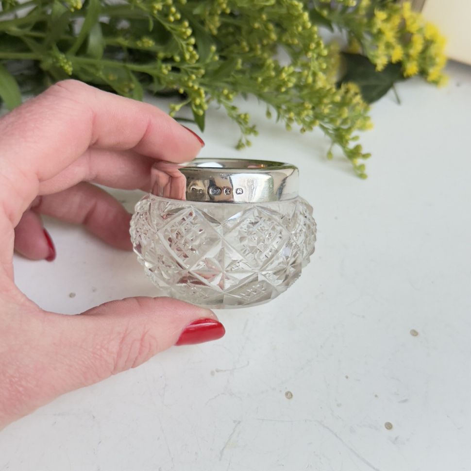 Солонка 6 см хрусталь серебро 