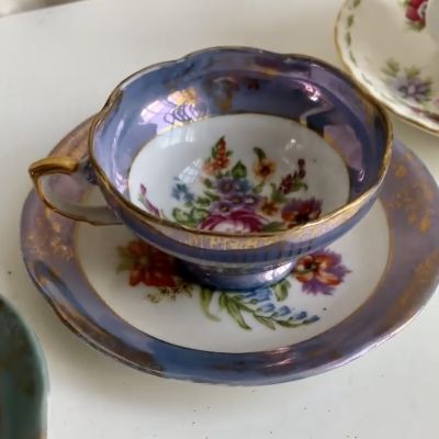 Кофейная пара Лиловая Германия костяной фарфор