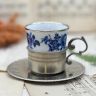Кофейная пара в оловянном подстаканнике 100 мл фарфор Германия