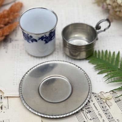 Кофейная пара в оловянном подстаканнике 100 мл фарфор Германия