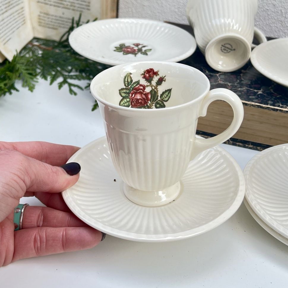  Кофейная пара Wedgwood Moss Rose 140 мл Англия 