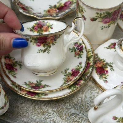 Кофейная пара Royal Albert Old Country Roses 80 мл фарфор Англия 