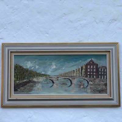 Картина холст масло 87х49 см Мостик