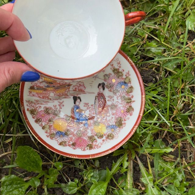 Чайная пара Гейши в парке 200 мл фарфор Япония литофания