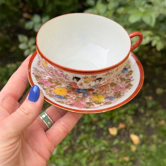 Чайная пара Гейши в парке 200 мл фарфор Япония литофания