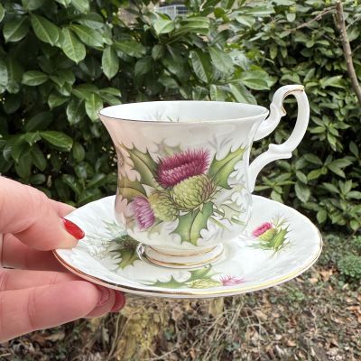 Кофейная пара Royal Albert Highland Thistle Чертополох 130 мл Англия 