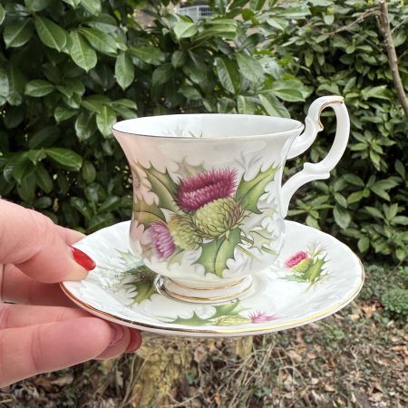 Кофейная пара Royal Albert Highland Thistle 130 мл Чертополох Англия 