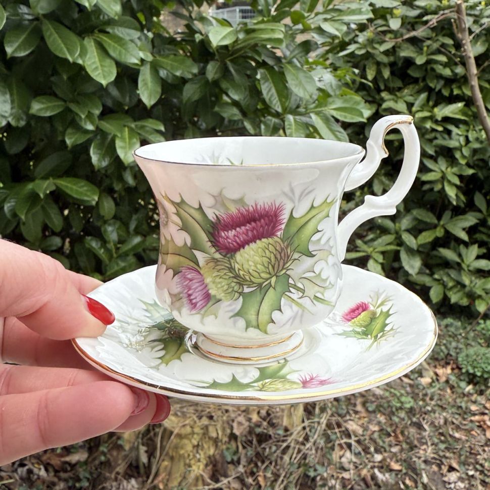 Кофейная пара Royal Albert Highland Thistle 130 мл Чертополох Англия 