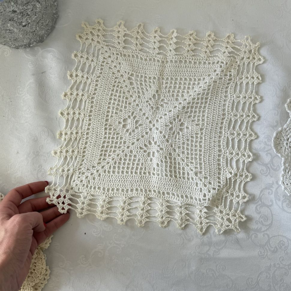 Салфетка квадратная 29 см хлопок ручная работа