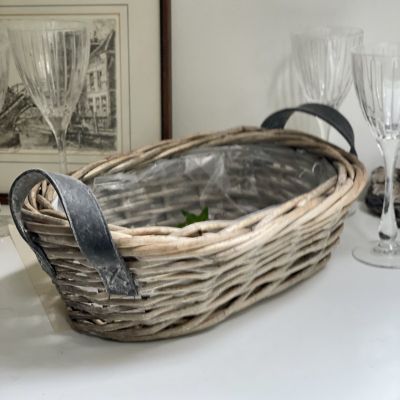 Корзина 33 см с кожаными ручками