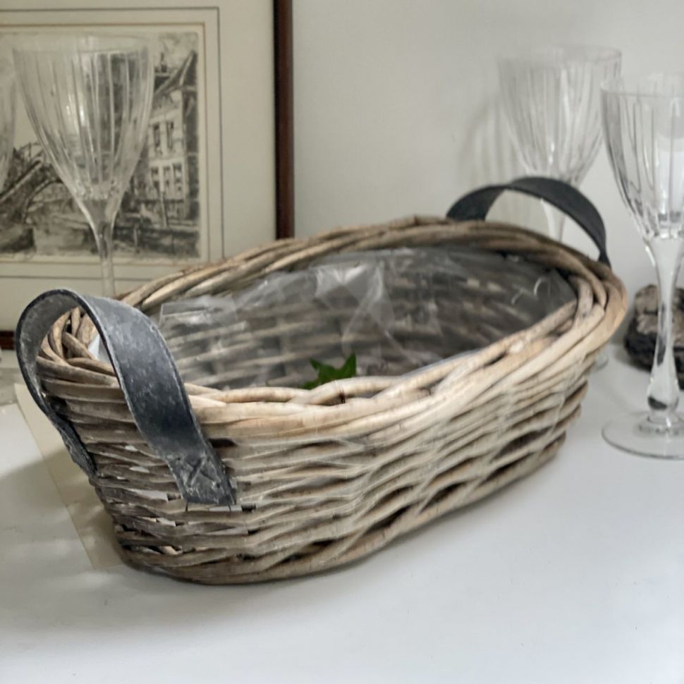Корзина 33 см с кожаными ручками