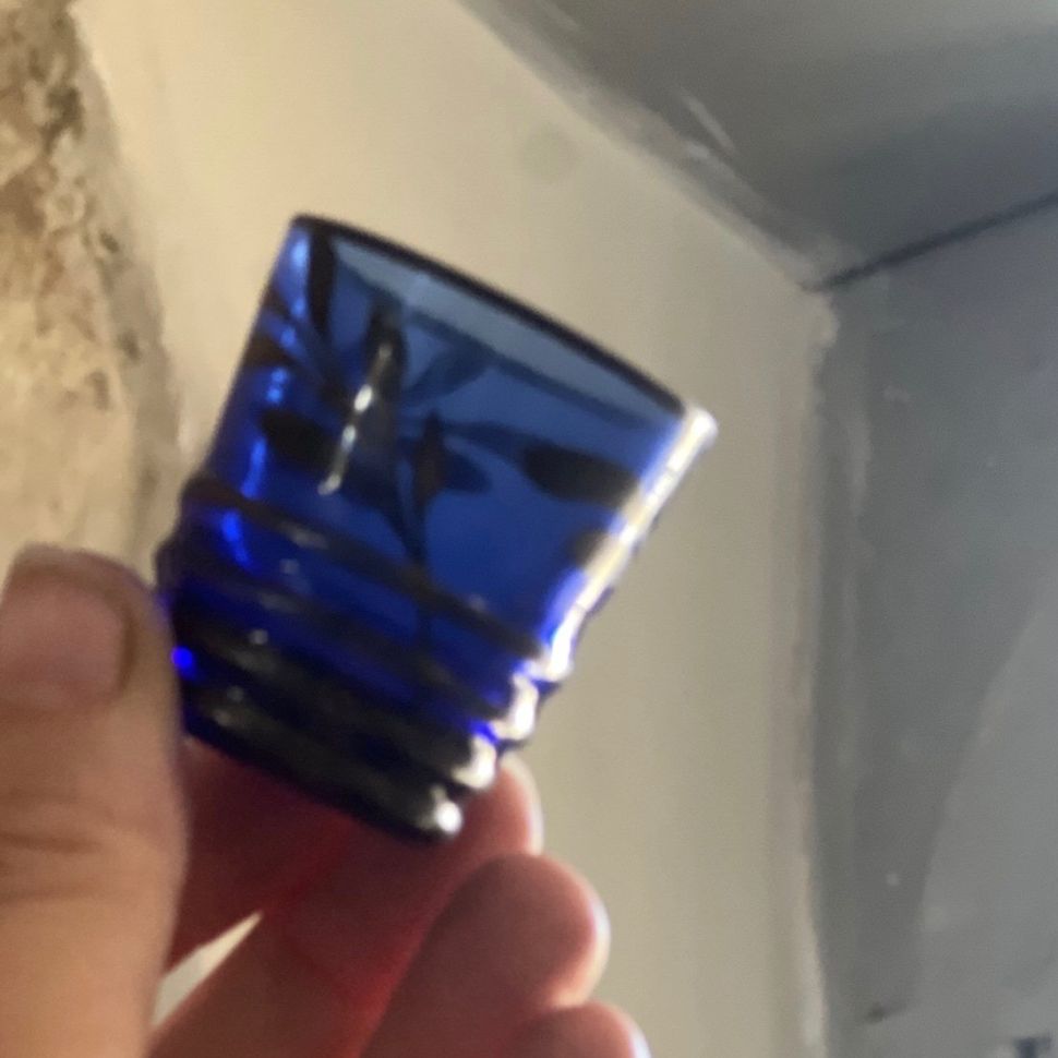 Стопка кобальт роспись серебром 30 мл хрустальное стекло