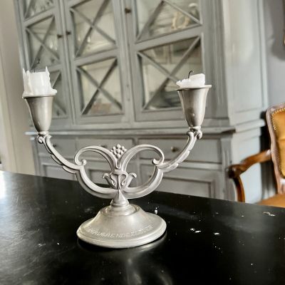 Подсвечник на две свечи 19 см олово гравировка