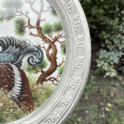 Блюдце подставка Vohenstrauss Глухарь 10 см олово Германия