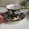 Чайная пара черный Royal Albert Provincial Flowers Prairie Crocus 200 мл Англия 