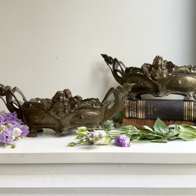 Кашпо жардиньерка 50 см бронза Арнуво Франция