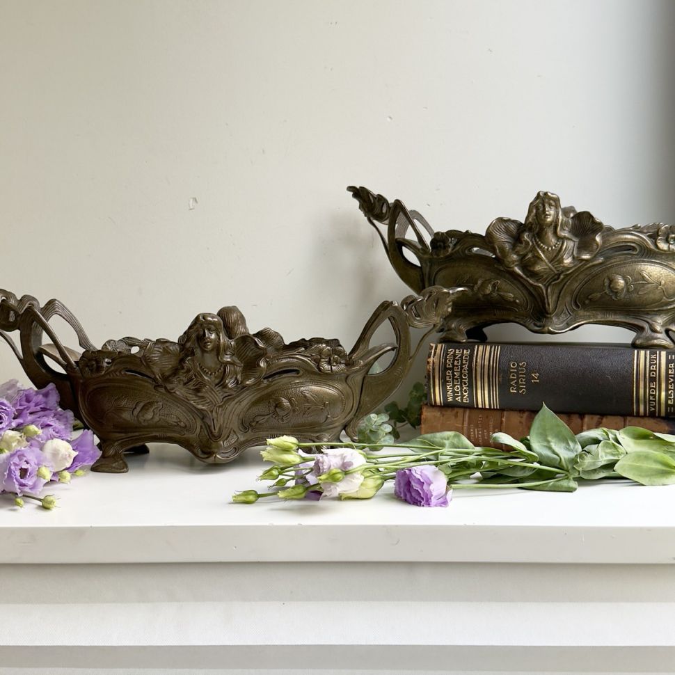 Кашпо жардиньерка 50 см бронза Арнуво Франция