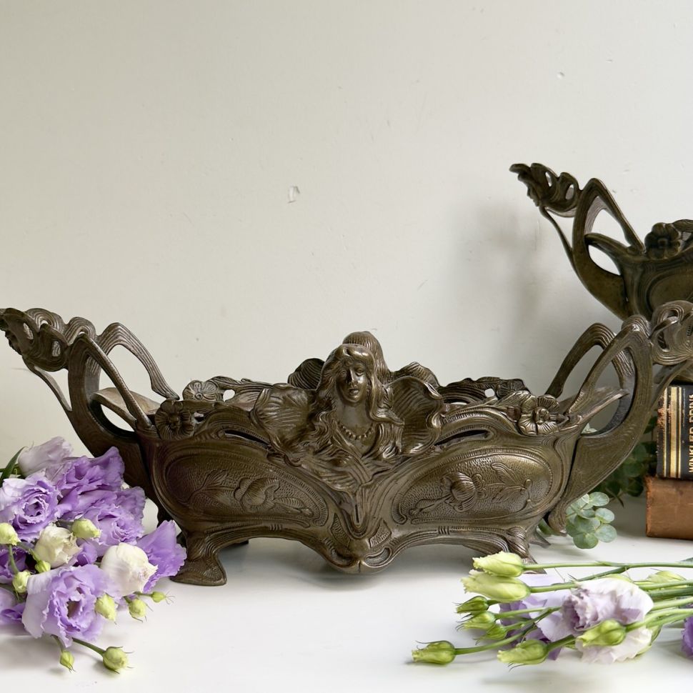 Кашпо жардиньерка 50 см бронза Арнуво Франция