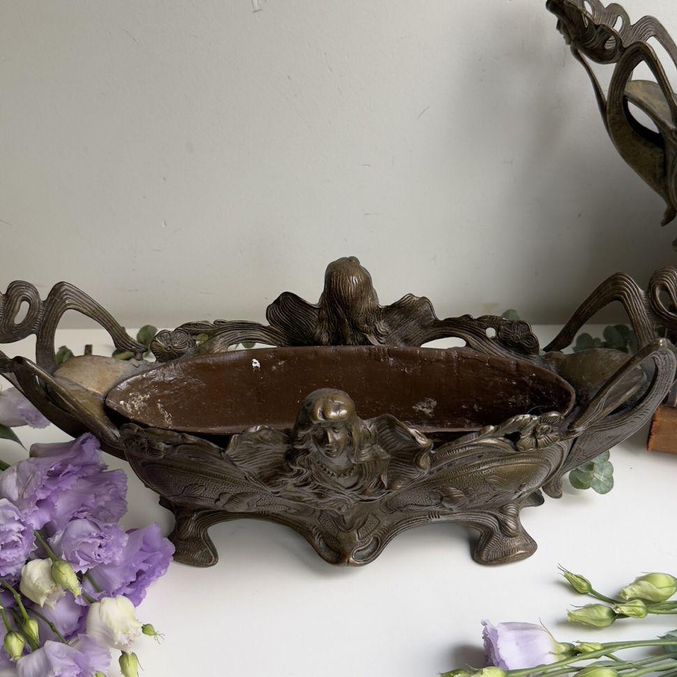 Кашпо жардиньерка 50 см бронза Арнуво Франция