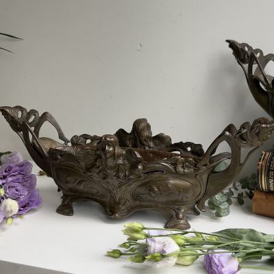 Кашпо жардиньерка 50 см бронза Арнуво Франция