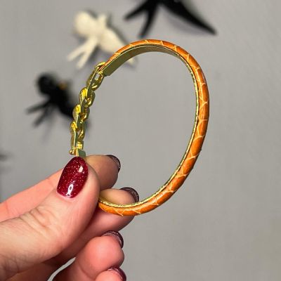 Браслет кожаный на металле с позолотой 24 карат Италия