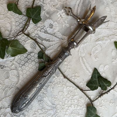 Зажим рукоять для сервировки мяса на кости мельхиор сталь