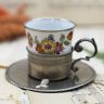 Кофейная пара в оловянном подстаканнике 100 мл фарфор Германия