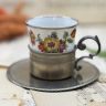 Кофейная пара в оловянном подстаканнике 100 мл фарфор Германия
