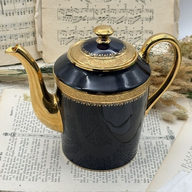Чайник кофейник Limoges 1,6 л кобальт позолота Франция