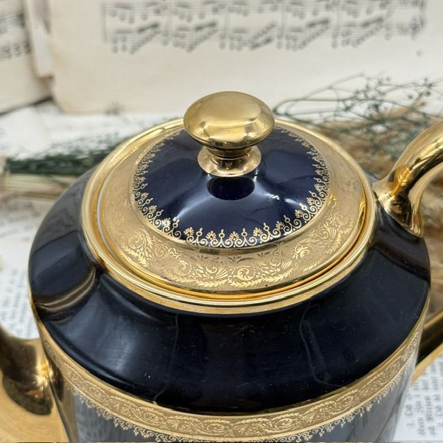 Чайник кофейник Limoges 1,6 л кобальт позолота Франция