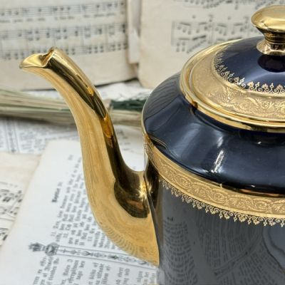 Чайник кофейник Limoges 1,6 л кобальт позолота Франция