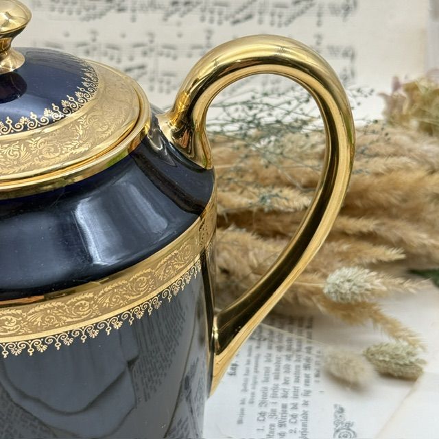 Чайник кофейник Limoges 1,6 л кобальт позолота Франция