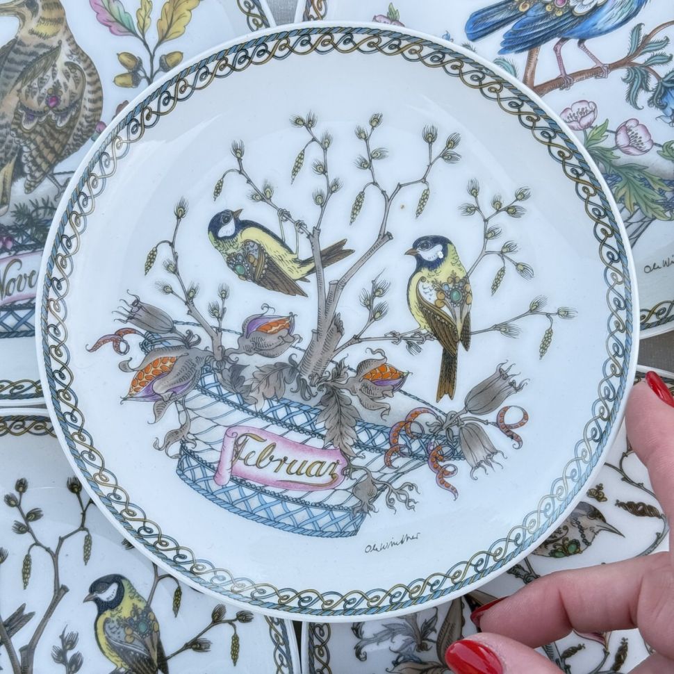 Тарелка Hutschenreuther Февраль Синица 16 см Германия
