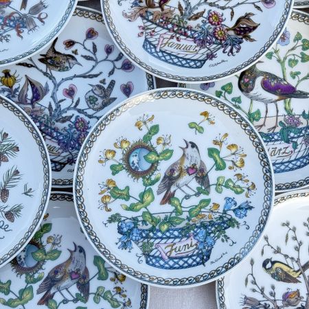 Тарелка Hutschenreuther Февраль Синица 16 см Германия